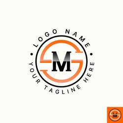 initial sm or ms font badge emblem line circle vector image