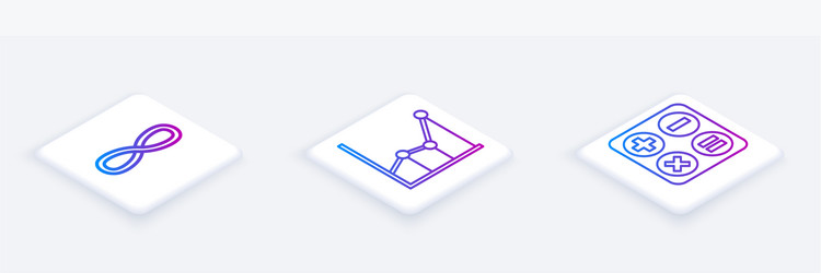 set isometric line function mathematical symbol vector image