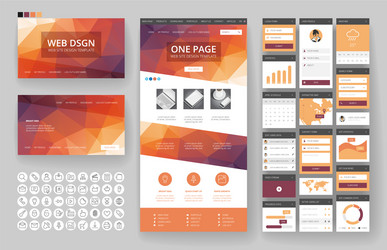 website design template and interface elements vector image