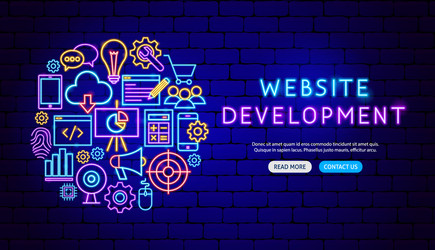 Website development neon banner design vector