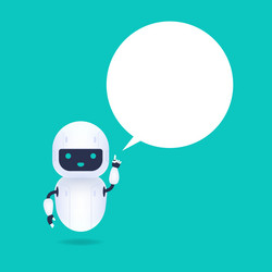 white friendly android robot with speech bubble vector