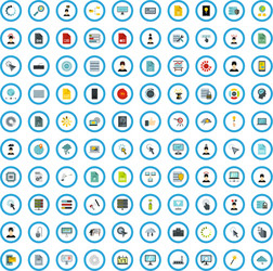 100 program setting icons set flat style vector image
