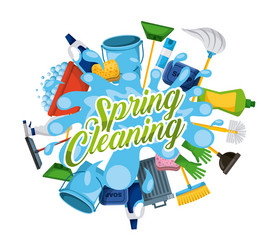 Spring cleaning water splash work supplies vector