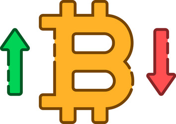 up and down bitcoin course linear icon vector image