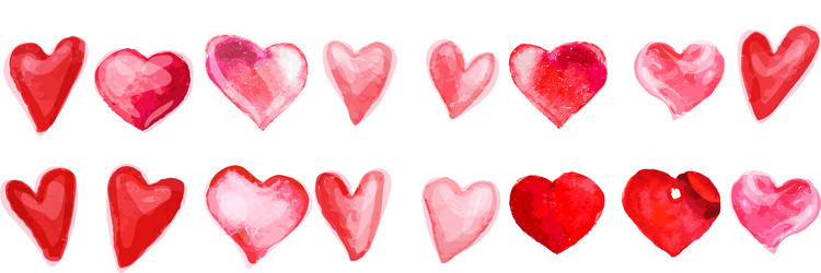 watercolor artistic heart symbol shape red Vector Image