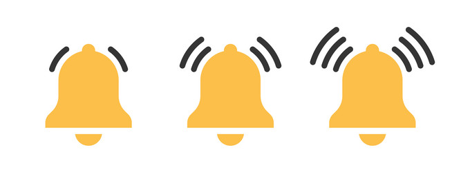 yellow notification bell icons incoming inbox vector