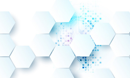 abstract circuit board and hexagons on gradient vector image