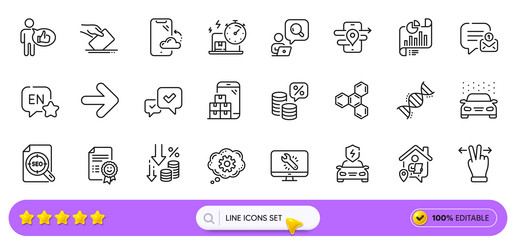 english approve and gps line icons for web app vector image