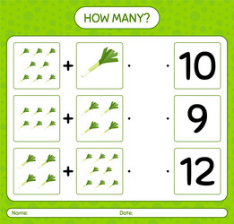 How many counting game with leek worksheet vector