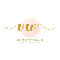 Initial vw handwriting logo with circle template Vector Image