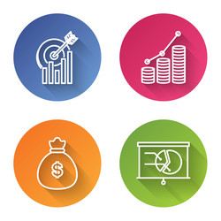 Set line target with graph chart pie vector
