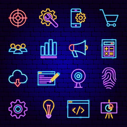 website development neon icons vector