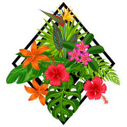 background with stylized tropical plants leaves Vector Image