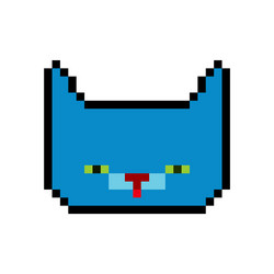 cat face pixel art pet head pixelated old game vector