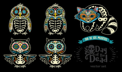 Day of the Dead Sugar Skull Animals Vector Image
