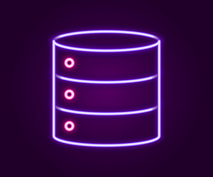 Glowing neon line server data web hosting icon vector