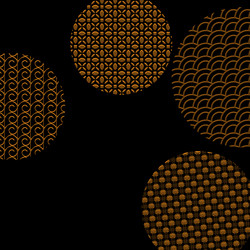 golden circles with different geometric patterns vector