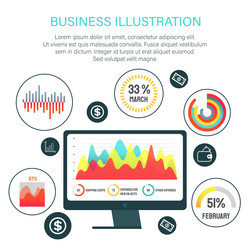 business analytics dashboard with various data vector image
