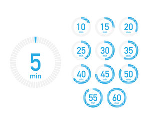 Digital countdown timer with five minutes vector