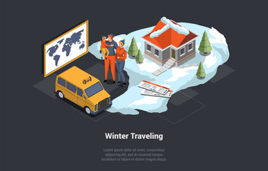 Family winter holidays and traveling vector