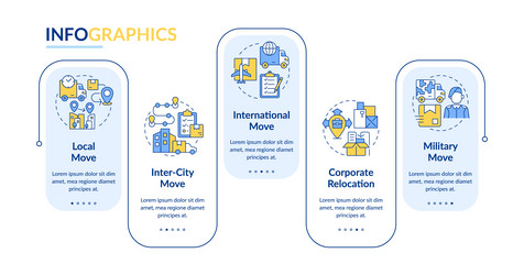 Multicolor moving service layout with linear icon vector