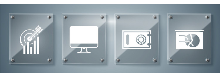 set board with graph chart safe computer monitor vector image