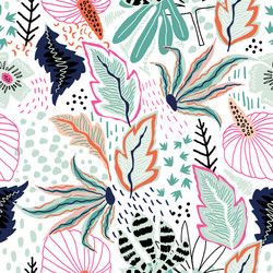 Tropical Leaf Pattern - Exotic Floral Vector Image