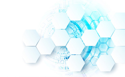 abstract circuit board and hexagons on gradient vector image