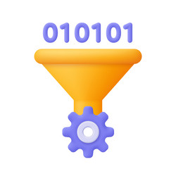 funnel with binary code and gear web development vector image