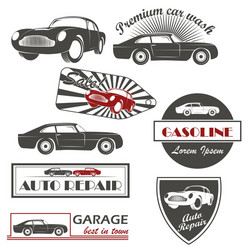 Vintage Car Service Icons Vector Image