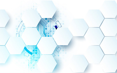 abstract circuit board and hexagons on gradient vector image