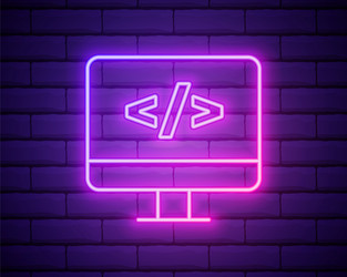 coding neon iconprogramming elements browser vector image