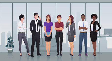 Stylish business characters in office design vector