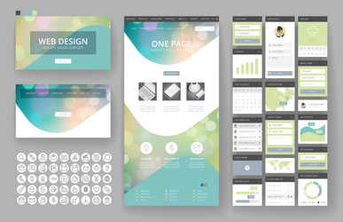 website design template and interface elements vector image