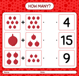 how many counting game with onion worksheet vector image