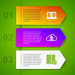 set line laptop and lock cloud computing server vector image