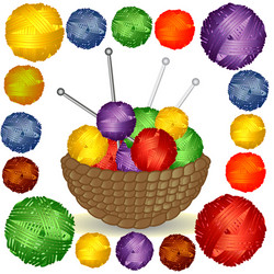 basket with multi-colored tangles in a square vector image
