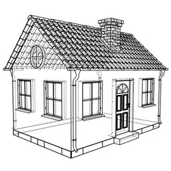 Private house sketch rendering of 3d vector