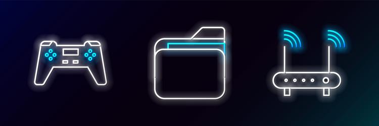 set line router and wi-fi signal gamepad vector image
