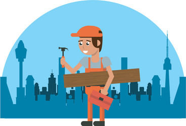 Construction workers geometric cartoons Royalty Free Vector