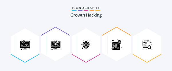hacking 25 glyph icon pack including lock hacker vector image
