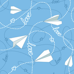 paper planes with tangled lines seamless pattern vector