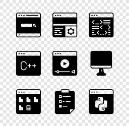 set search engine debugging software browser vector image
