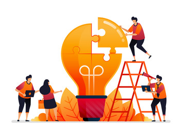 Solve problems and find solutions with teamwork vector