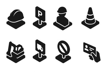 various construction and safety icons displayed Vector Image
