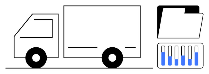 delivery truck with file folder and data chart vector image