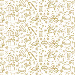 Golden Christmas Pattern - Silhouettes Vector Image