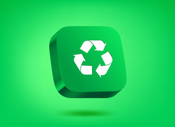 green button with recycle pictogram on vector