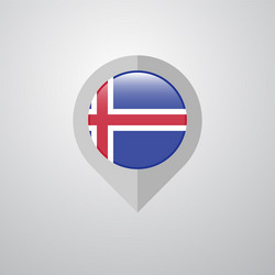 map navigation pointer with iceland flag design vector image