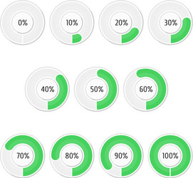 Set of green round charts vector